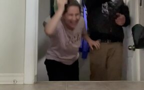 Woman Scares Fiance With Scary Green Mask