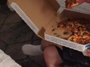 Duck Hilariously Slides While Trying to Eat Pizza