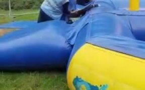 Man Falls Off Obstacle Course After Completing it