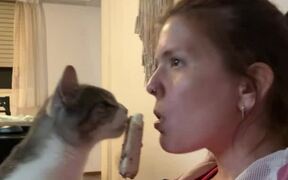 Woman Shares Ice Cream With Cat