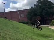 Biker Falls While Attempting Jump Tricks Off Ramps