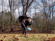 Dog Attempts Incredible Frisbee Tricks With Owner