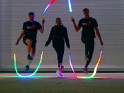 3 Friends Perform Synchronised Skipping With Ropes