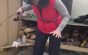 Woman Caught Her First Perch While Ice Fishing
