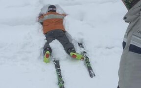 Skier Loses Control and Crashes Into Ploughed Snow