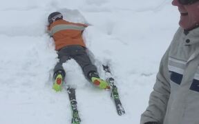 Skier Loses Control and Crashes Into Ploughed Snow