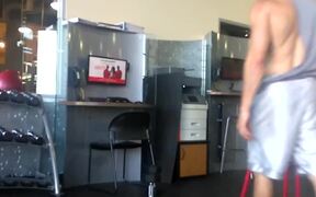 Person Fails to do Handstand on Stacked Dumbbells