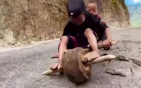 Little Kids Ride Handmade Wooden Toy Car Downhill