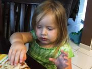 Little Girl Falls Asleep Eating Pizza