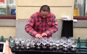 Street Musician Playing Water Glasses - Fun - VIDEOTIME.COM