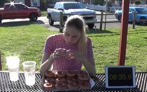 Skinny Girl Eating 50 Donuts - Fun - VIDEOTIME.COM