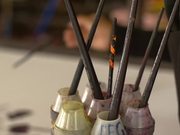 Rack Focus of Batik Painting Brushes