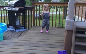 Toddler And Dog Dancing On Deck - Animals - VIDEOTIME.COM