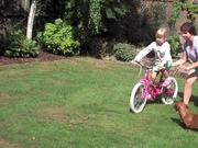 Hermione learns to ride a bike!