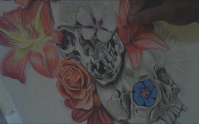 Skulls And Flowers Tattoo Design - Fun - VIDEOTIME.COM