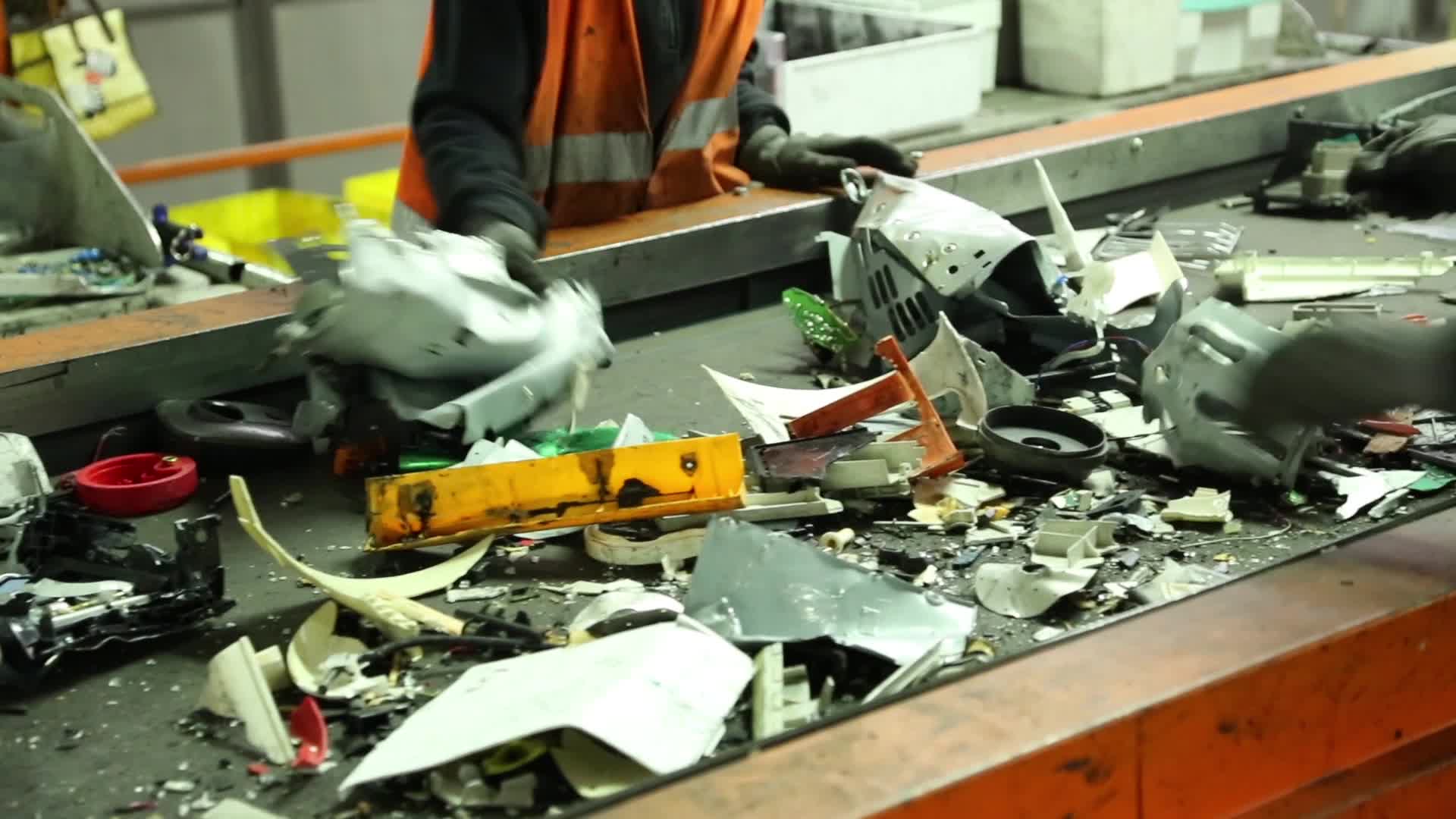 Electronic Waste on Conveyor Belt