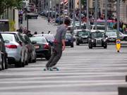 Skateboarding in the Road