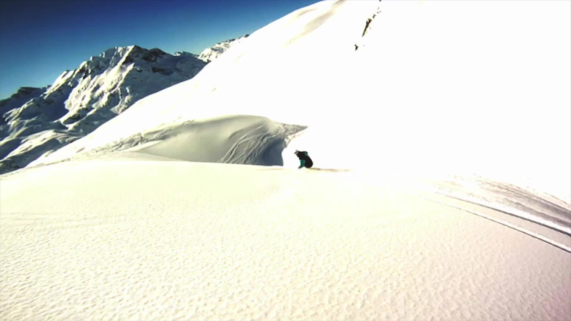 Snowboarding Off-Piste Slow Motion - Sports - Videotime.com