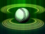 Spinning Baseball Green Halos Close Up