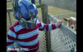 Dexter Feeds The Goats as Optimus Prime - Kids - VIDEOTIME.COM