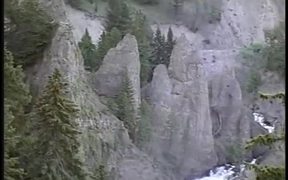View of Waterfall and Elk in the Woods - Animals - VIDEOTIME.COM