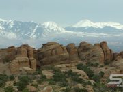 Sandstone Layers with the La Sal Mountains