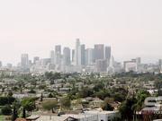 Panning View of Los Angeles with a Smoggy Sky