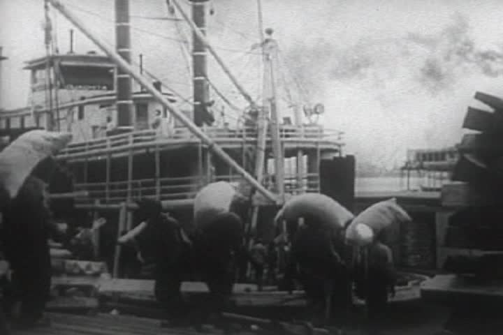 Loading Cotton Bales On Steam Boat