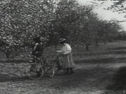 Girls In Orchard With Bikes